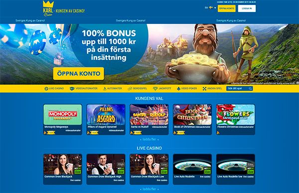 Karl Casino home page