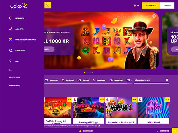 Yako Casino home page